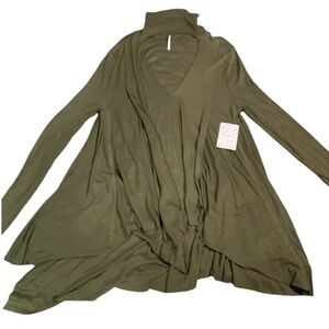 Free people army green long sleeve shirt with open chest